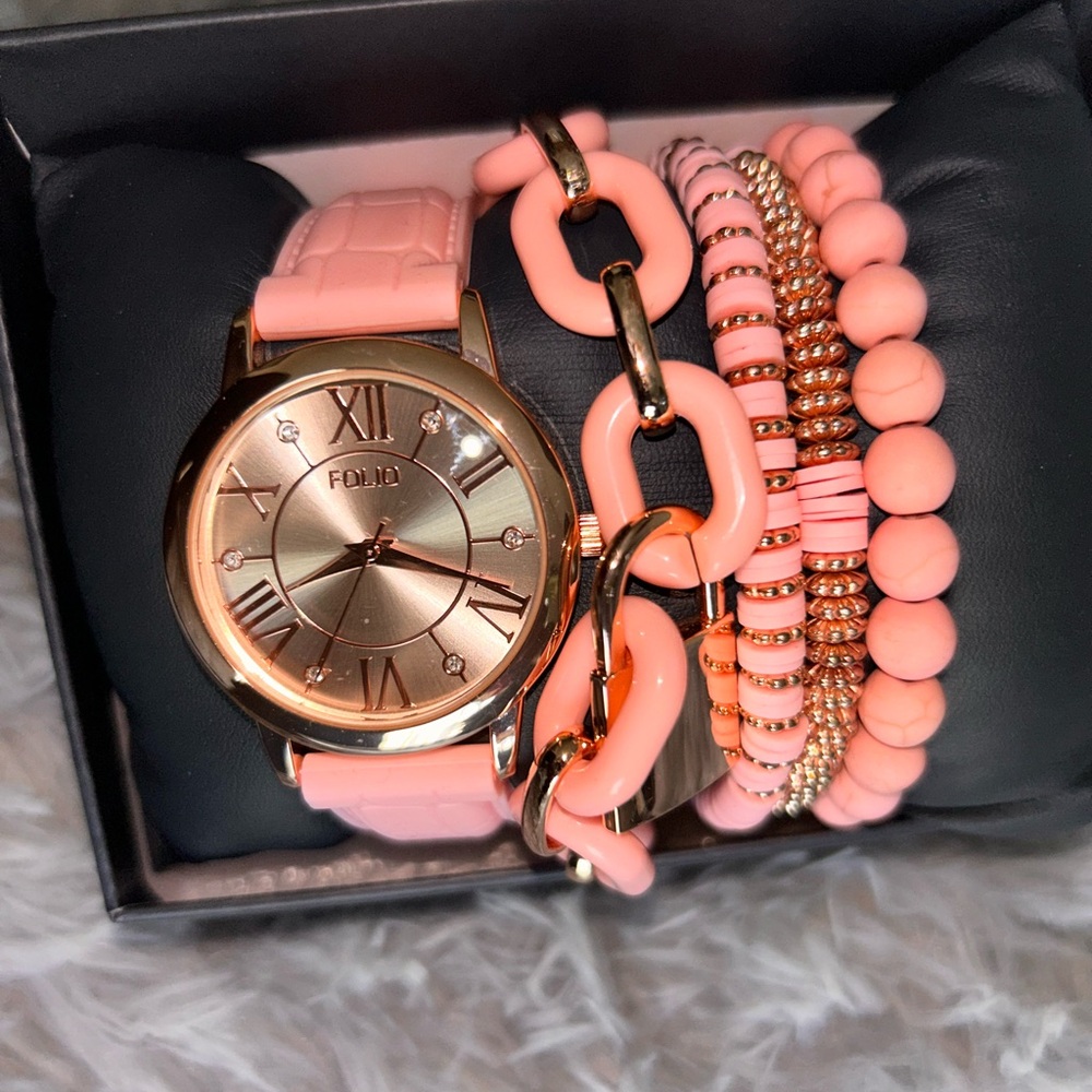 Rose Gold and Pink Women's Watch Set